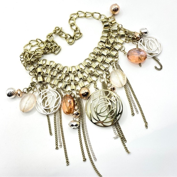 Goldtone Dangle Statement Necklace - Picture 7 of 8